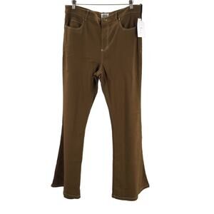 UNIQUE VINTAGE XL 14 brown flared retro high waist 5 pocket pants NWT B81